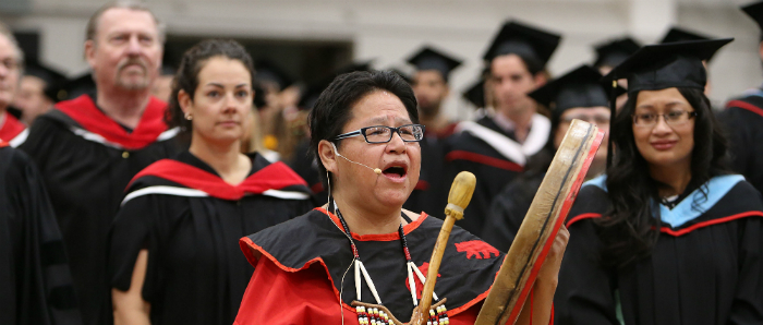 Traditional drumming and singing at convocation